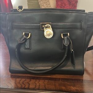 Michael Kors Hamilton Chic Black Satchel with Gold Detailing